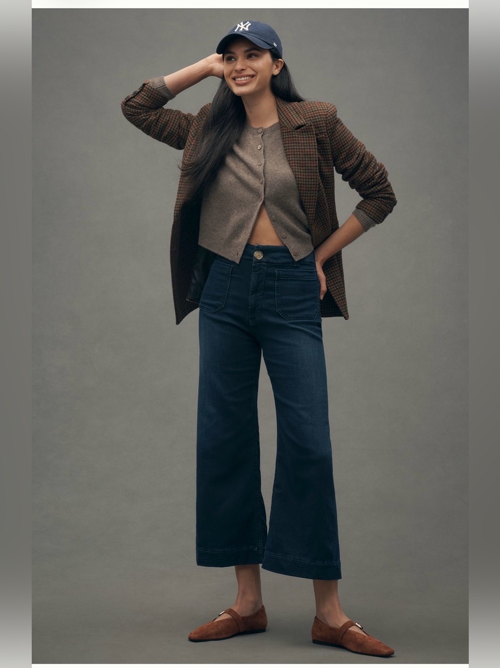 Pilcro Maeve Colette Knit Crop High Rise Wide Leg Jeans 27 Citroen
